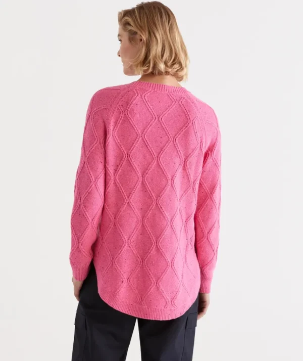 Sussan Cotton Nep Cable Pullover-Women Knitwear