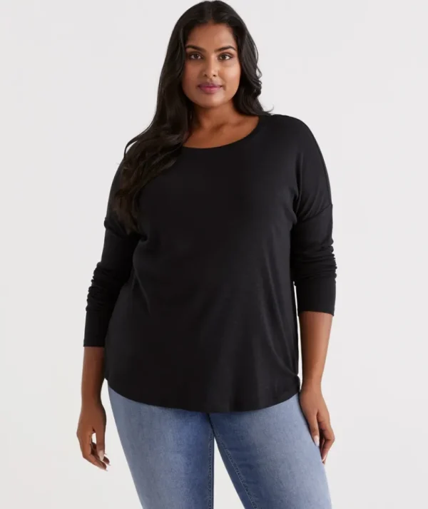 Sussan Crew Drop Shoulder Top-Women Tops