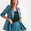 Sussan Double Breasted Linen Blazer-Women Jackets & Coats