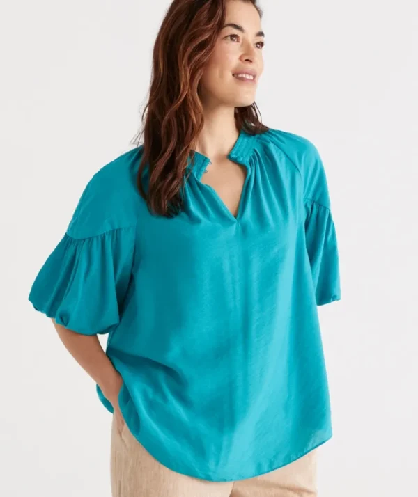 Sussan Drape Neck Top-Women Shirts