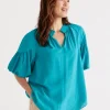 Sussan Drape Neck Top-Women Shirts