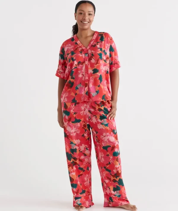 Sussan Floral Bloom Wide Leg Pyjama Set-Women Pyjama Sets