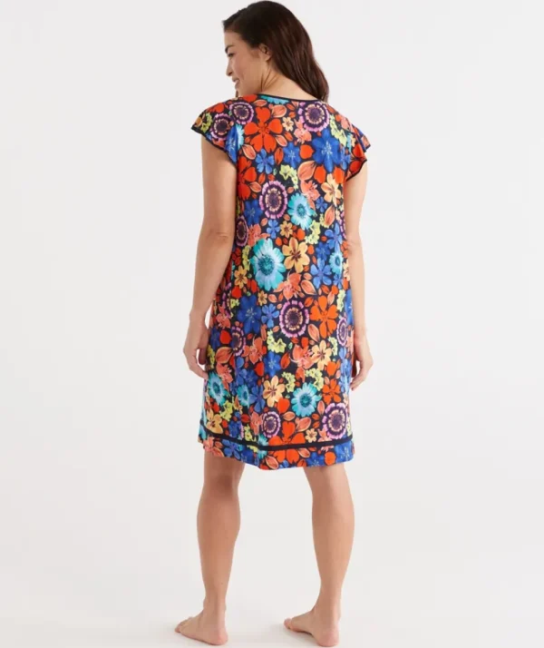 Sussan Floral Flutter Sleeve Nightie-Women Nighties