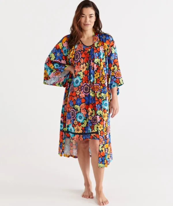 Sussan Floral Print Kimono-Women Dressing Gowns