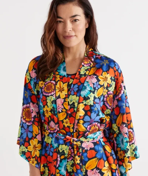 Sussan Floral Print Kimono-Women Dressing Gowns