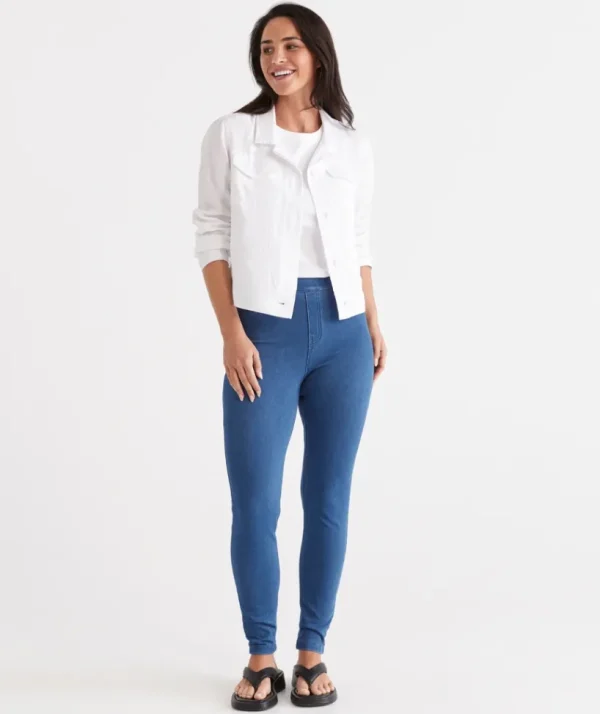 Sussan Knit Denim Legging-Women Pants