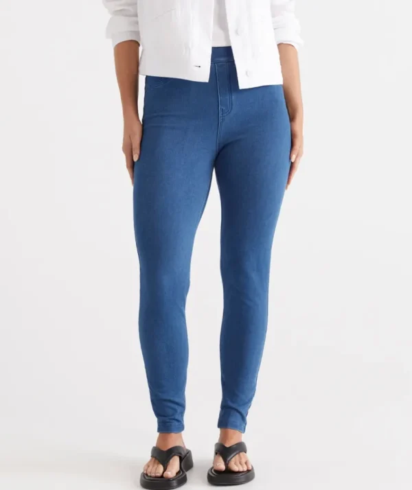 Sussan Knit Denim Legging-Women Pants