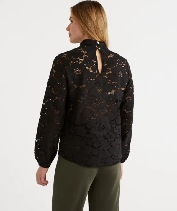 Sussan Lace Detail Long Sleeve Top-Women Tops