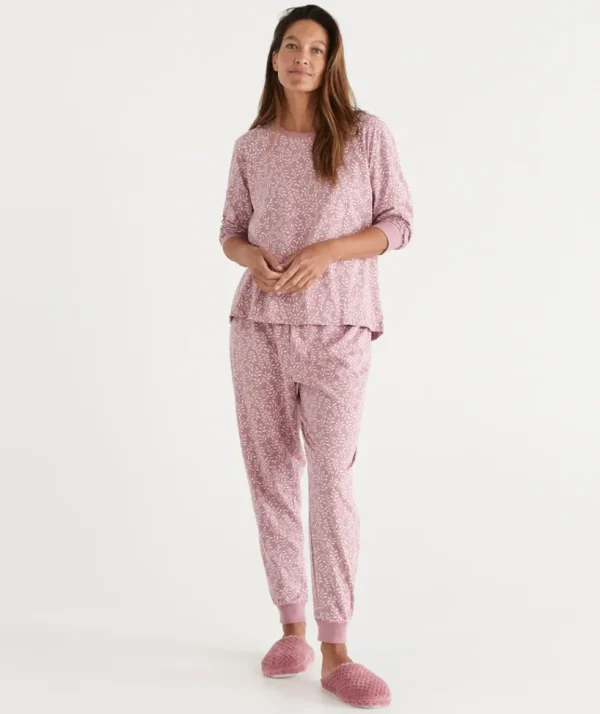 Sussan Leaf Print Australian Cotton Pyjama Set-Women Pyjama Sets