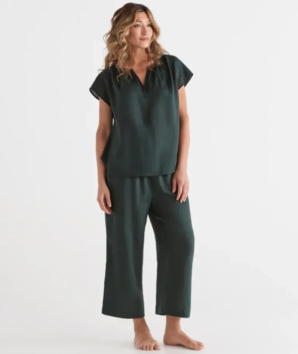 Sussan Linen ¾ Wide Leg Lounge Pant-Women Lounge