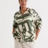 Sussan Linen Abstract Print Popover Shirt-Women Shirts