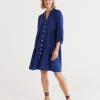 Sussan Linen Fluted Sleeve Dress-Women Dresses