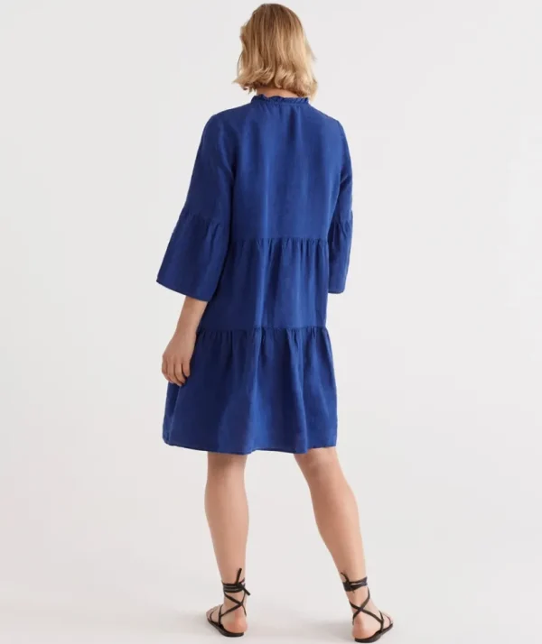 Sussan Linen Fluted Sleeve Dress-Women Dresses