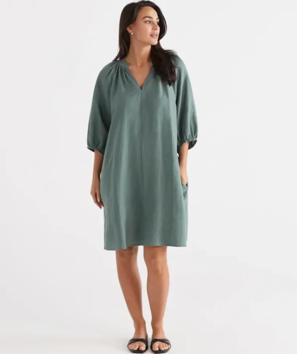 Sussan Linen Popover Dress-Women Dresses