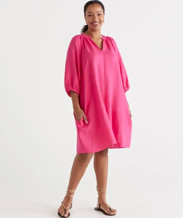 Sussan Linen Popover Dress-Women Dresses