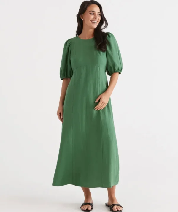 Sussan Linen Seam Detail Dress-Women Dresses