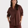 Sussan Linen Tab Sleeve Popover Shirt-Women Shirts