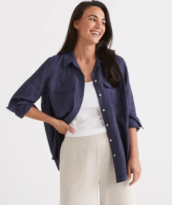 Sussan Linen Urban Shirt-Women Shirts