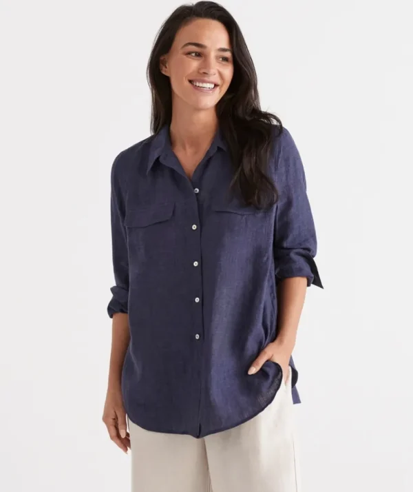 Sussan Linen Urban Shirt-Women Shirts