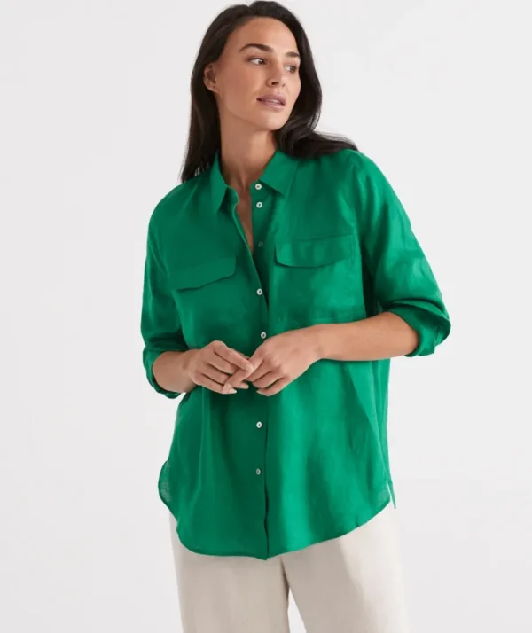 Sussan Linen Urban Shirt-Women Shirts