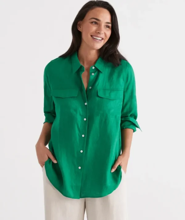 Sussan Linen Urban Shirt-Women Shirts