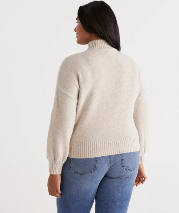 Sussan Lofty Mock Neck Blouson Pullover-Women Knitwear