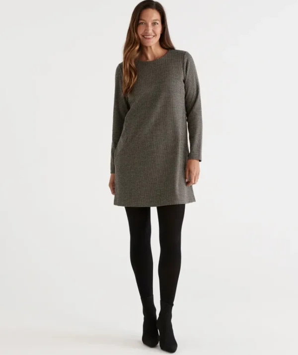 Sussan Long Sleeve Houndstooth Tunic-Women Tops