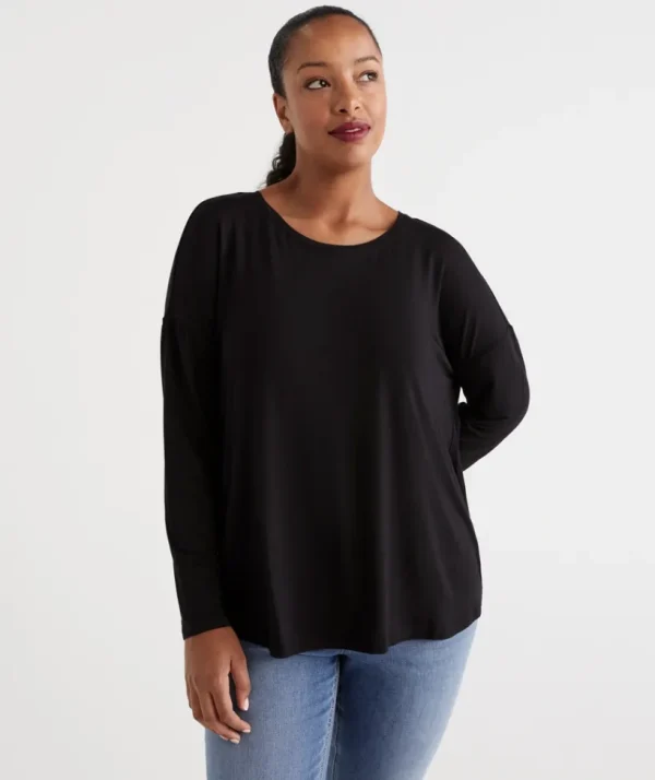 Sussan Long Sleeve Pleat Back Top-Women Tops