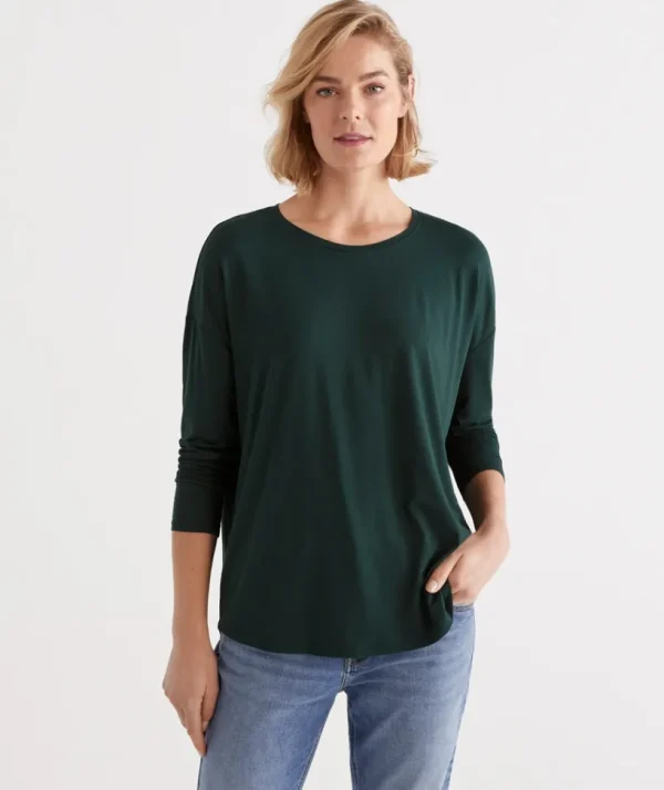 Sussan Long Sleeve Pleat Back Top-Women Tops