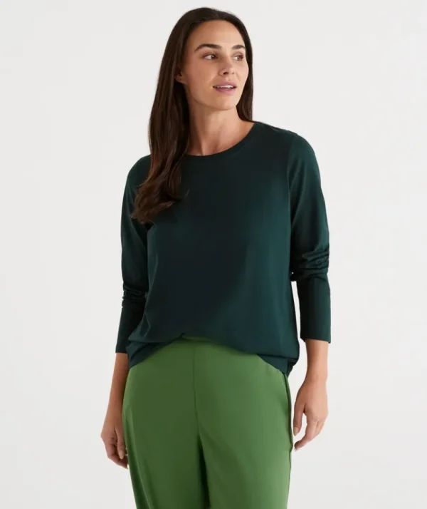 Sussan Long Sleeve Pleat Back Top-Women Tops