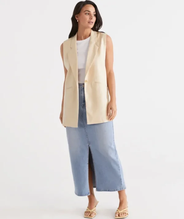 Sussan Longline Vest-Women Jackets & Coats