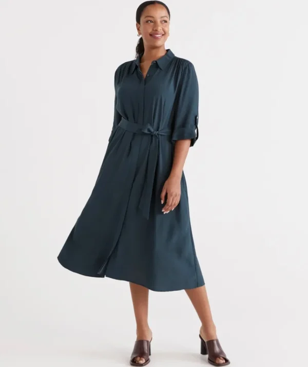 Sussan Midi Shirt Dress-Women Dresses