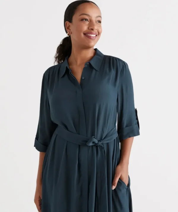 Sussan Midi Shirt Dress-Women Dresses