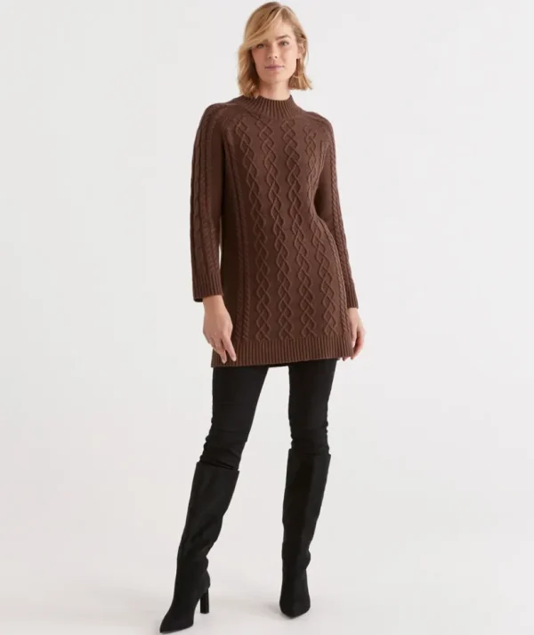 Sussan Mock Cable Tunic-Women Knitwear