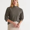 Sussan Mock Neck Check Top-Women Tops