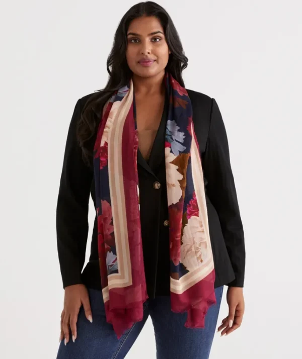 Sussan Modern Rose Border Scarf-Women Scarves