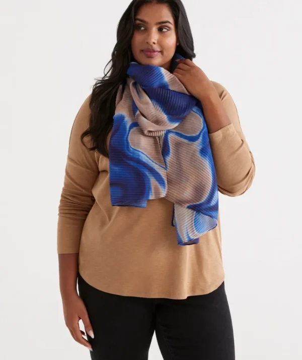 Sussan Pleated Marble Scarf-Women Scarves