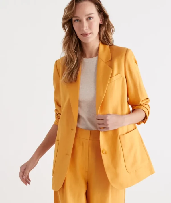 Sussan Pocket Detail Blazer-Women Jackets & Coats