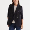 Sussan Ponte Cut Away Blazer-Women Jackets & Coats