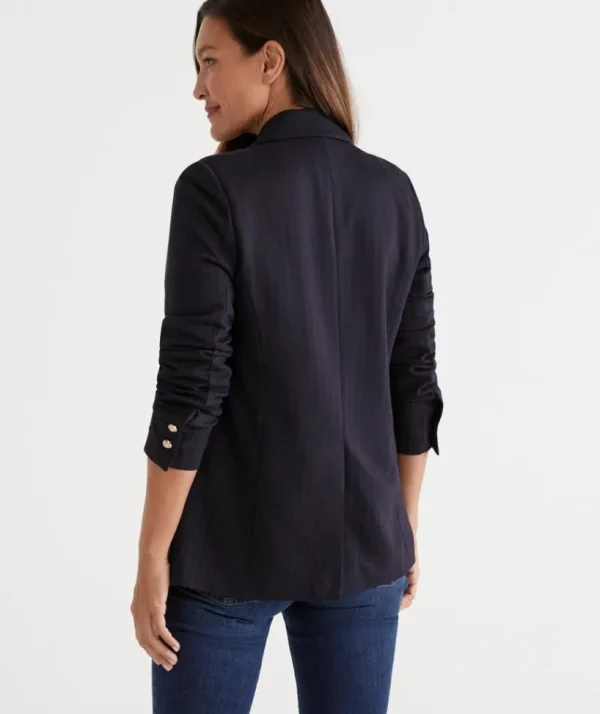 Sussan Ponte Cut Away Blazer-Women Jackets & Coats