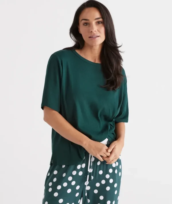 Sussan Relaxed Rib Australian Cotton Pyjama T-Shirt-Women Pyjama Tops