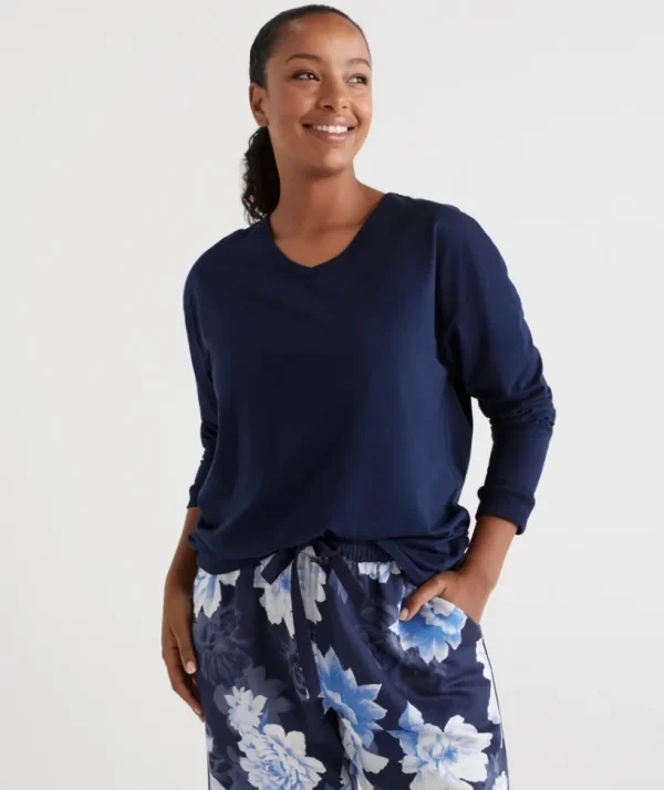 Sussan Relaxed V-Neck Top-Women Pyjama Tops