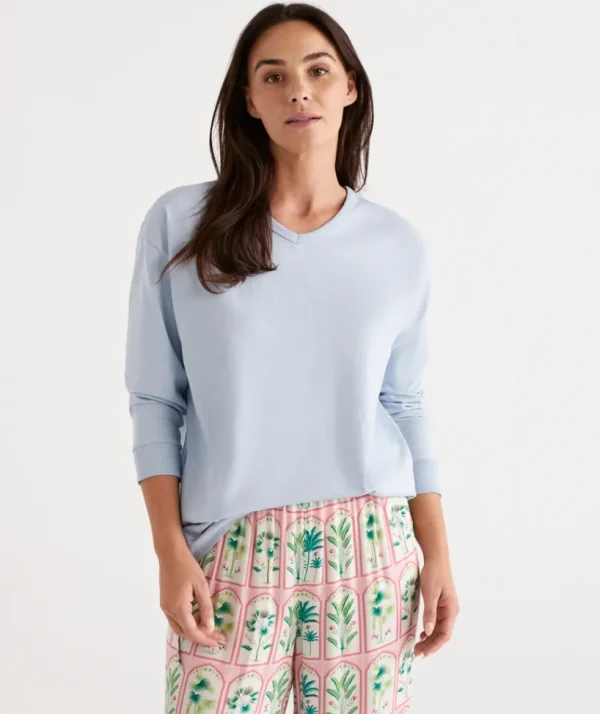 Sussan Relaxed V-Neck Top-Women Pyjama Tops