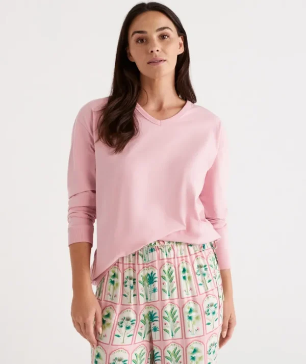 Sussan Relaxed V-Neck Top-Women Pyjama Tops