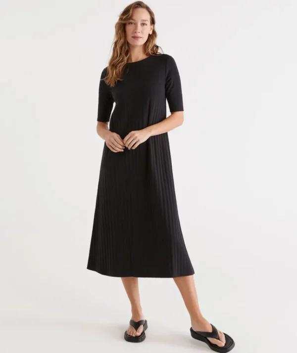 Sussan Rib Knit Dress-Women Dresses