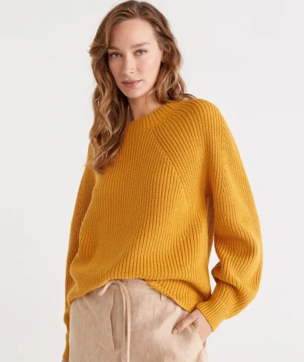 Sussan Rib Sleeve Detail Pull Over-Women Knitwear