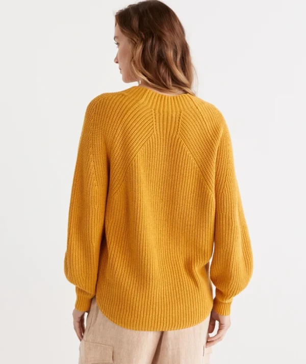 Sussan Rib Sleeve Detail Pull Over-Women Knitwear