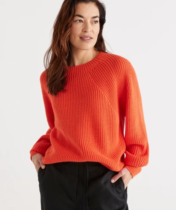 Sussan Rib Sleeve Detail Pull Over-Women Knitwear