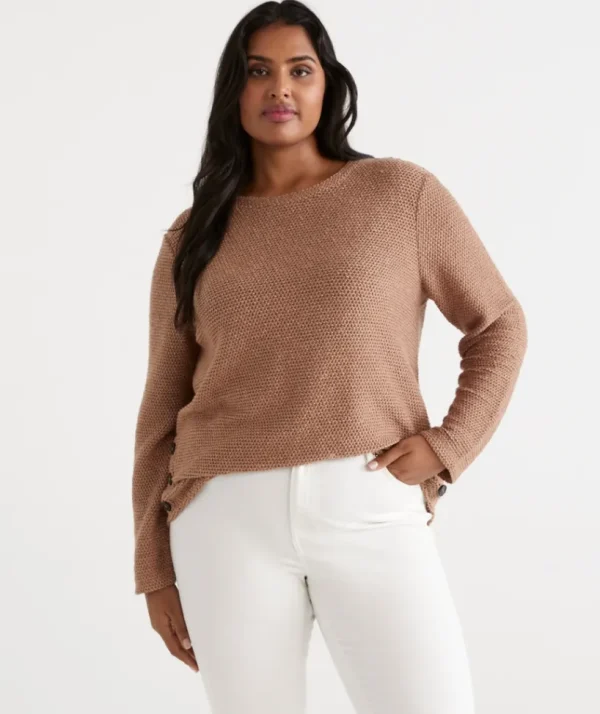 Sussan Side Button Textured Top-Women Tops