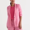 Sussan Single Breasted Linen Blazer-Women Jackets & Coats